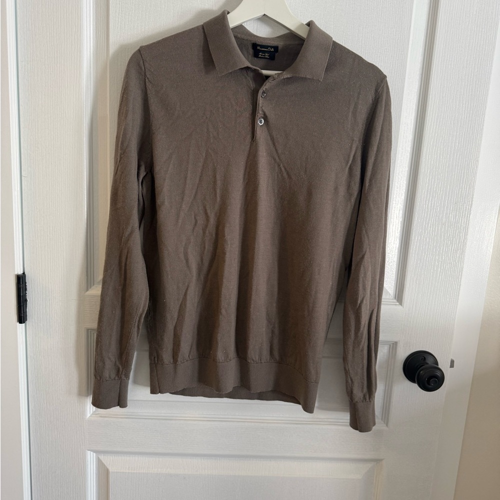 Massimo Dutti Merino Wool Sweater in Taupe Beige